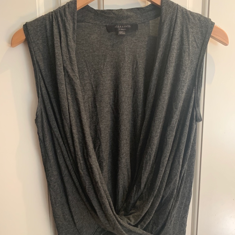 All Saints grey blouse top XS